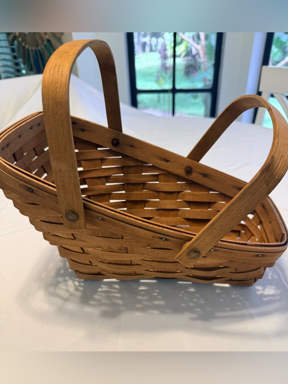 VTG 1988 Longaberger Vegetable Basket adj double handles excellent condition